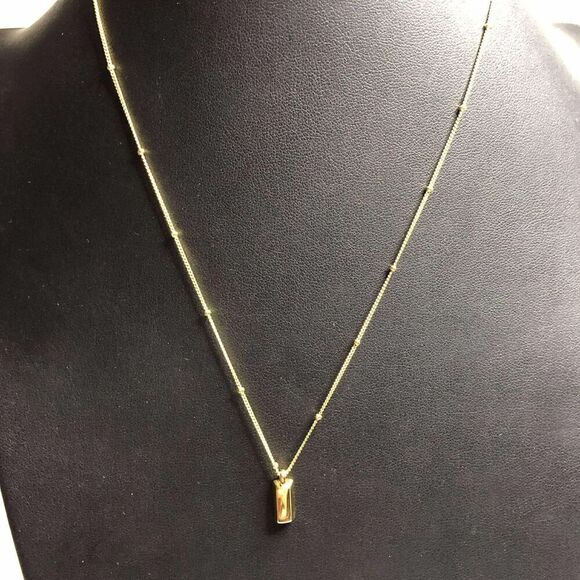 1897 Vermeil 925 "Gold bar" pendant Necklace 18" 3.3grams - Picture 2 of 3